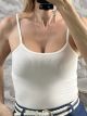 Thin Straps Ribbed Top-3068/White