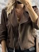 Suede Jacket-3390/Chocolat