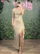 Metallic Mermaid Cut Dress/Gold