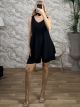 Wide Sleeveless Shorts Set/Black