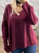 Ste-Rhinestones Shoulders Sweater-17690/Burgundy