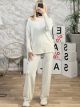 Golden Buttons Knitted Set-255/Vanilla
