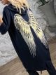 Hooded GoldWings Cotton Cardigan-11250/Navy Blue