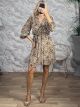 Ste-Animal Viscose Mini Dress-3326/Beige