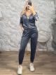 Zoz-Velvet Striped Set-105/Grey