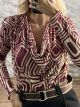 The-Geometric Bodysuit-37074/Burgundy