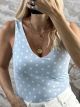 Polka Dot Elastic Bodysuit-5261/Ciel