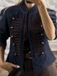 Golden Buttons Jacket-3360-3/Navy Blue