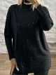 Lil-Glitter Cable Knitted Sweater-613/Black