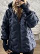 The-Long Quilted Jacket-60568/Navy Blue