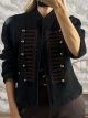 Golden Buttons Jacket-3360-3/Black