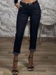 Elastic Office Stripes Belt Pants-2892/Navy Blue