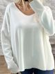 Ste-Rhinestones Shoulders Sweater-17690/White