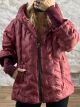 The-Long Quilted Jacket-60568/Burgundy