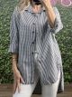  Plaid Fabric Cotton Shirt/Black