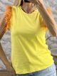 Marabou Feathers Cotton Top-88905/Yellow