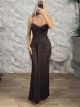 Lace&Velvet Mermaid Maxi Dress-49392/Chocolat