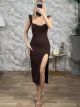 B Ruffle Ribbed Dress/Chocolat