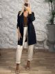 Viscose Drawstring Coat-15127/Black