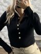 Ton-Golden Buttons Bodysuit-3956/Black
