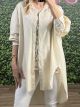 Oversized Cotton Long Shirt/Beige