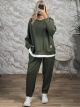 Plus Size White Layered Top & Pants Set-83753/Khaki