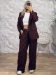 Zoz-Stripped Belt Suit-8150/Burgundy