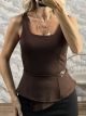 San-Elastic Crep Top-6301/Chocolat