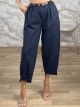 Lok-Office Belt Pants-18940/Navy Blue