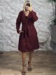 Sar-Belt & Button Coat-3055/Burgundy