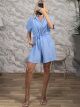 Viscose Button Playsuit-2121/Ciel