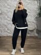 Plus Size White Layered Top & Pants Set-83753/Black