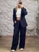 Zoz-Stripped Belt Suit-8150/Navy Blue
