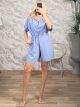 Viscose Button Playsuit-2121/Indigo