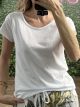 Cotton Deep Scoop Neck T-Shirt/White