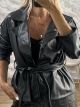 Faux Leather Jacket-11070/Black