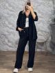 Sar-Velvet Shirt Set-3325/Black