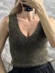 Knitted Lurex Top/Black-Gold