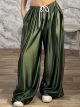 The-Wide Satin Pants-81731/Khaki