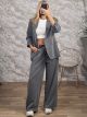Zoz-Stripped Belt Suit-8150/Grey