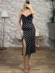 Elastic Lace Midi Dress/Polka Dot