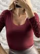 Ton-Lace Sleeves Top-3427/Burgundy