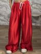 The-Wide Satin Pants-81731/Red