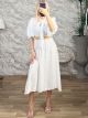 Viscose BowNeck Midi Dress/White
