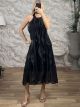 Full Ruffles Viscose Dress-6159/Black