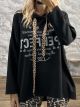 Lil-Leopard Drawstrings Sweatshirt-19233/Black