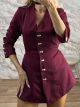The-Gold Buttons Blazer-50081/Burgundy