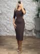 GLOW CutOut Rip Midi Dress/Chocolat
