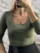 Zoz-Lycra Elastic Bodysuit-60769/Khaki