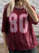 Sar-Sequinned Number Top-27969/Burgundy